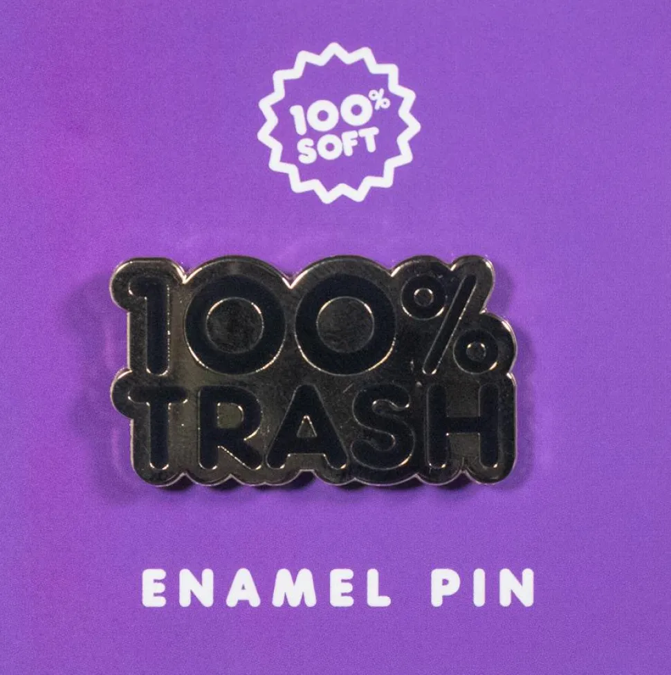 100% Soft - 100% Trash Black & Gold Enamel Pin