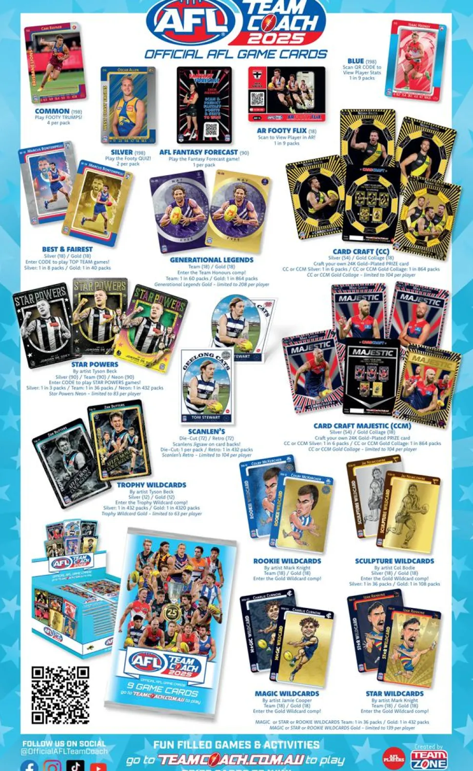 AFL Football - 2025 TeamCoach Footy Trading Cards Pack (9 Cards)