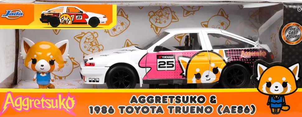 Aggretsuko - Aggretsuko & 1986 Toyota Trueno (AE86) 1/24th Scale Die-Cast Vehicle