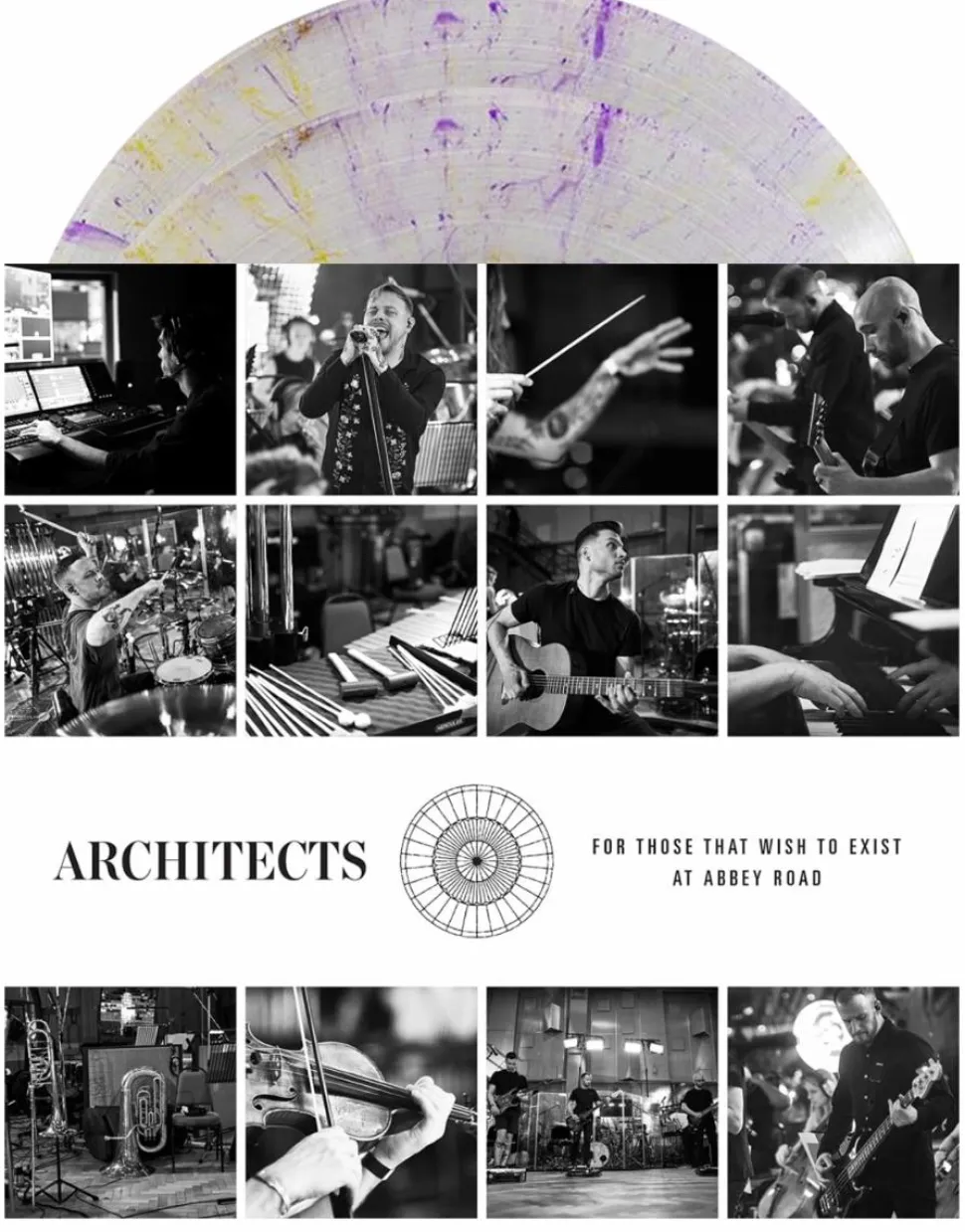 Architects - For Those That Wish To Exist At Abbey Road 2xLP Vinyl Record (Clear With Yellow & Purple Splatter Coloured Vinyl)