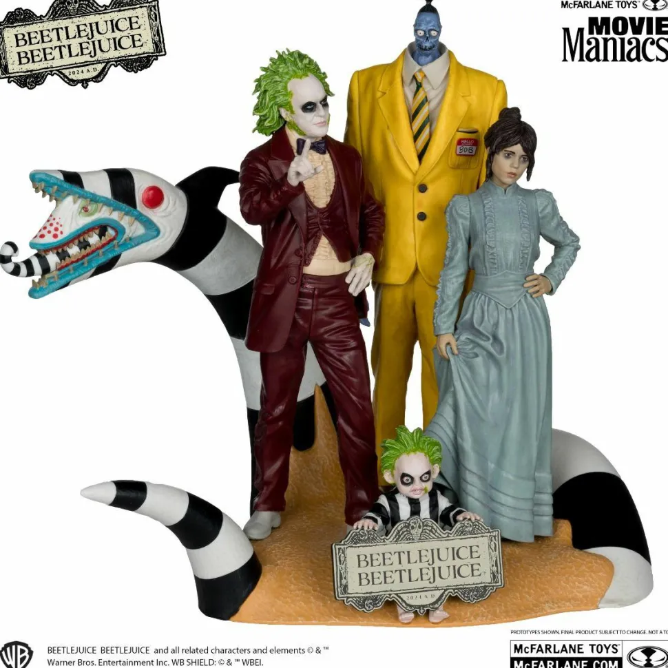 Beetlejuice Beetlejuice (2024) - Beetlejuice, Astrid, Bob the Shrinker and Baby Beetlejuice 6" Scale Posed PVC Figure 4-Pack