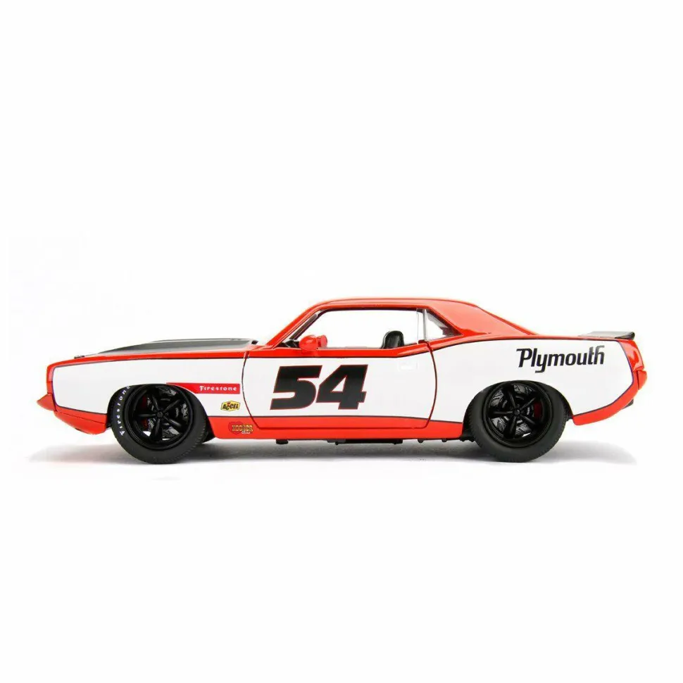 Big Time Muscle - Red/White 1973 Plymouth Barracuda 1/24th Scale Die-Cast Vehicle Replica