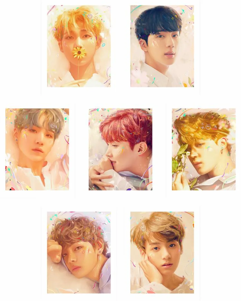 BTS - Love Yourself 9.5” x 12” Fine Art Print Set by Kildren (Set of 7)