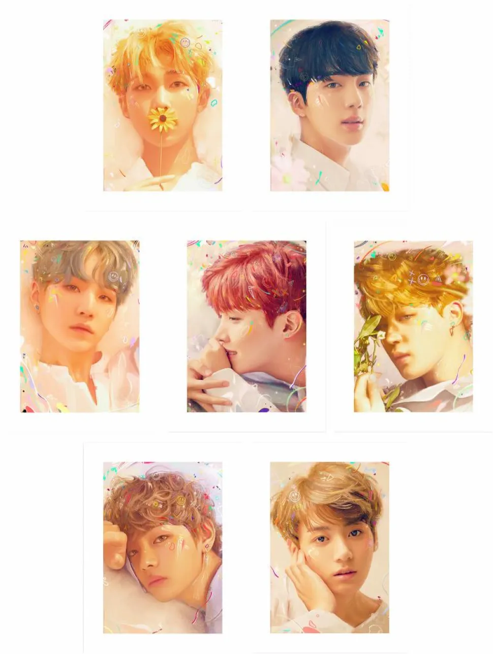 BTS - Love Yourself 12” x 16” Fine Art Print Set by Kildren (Set of 7)