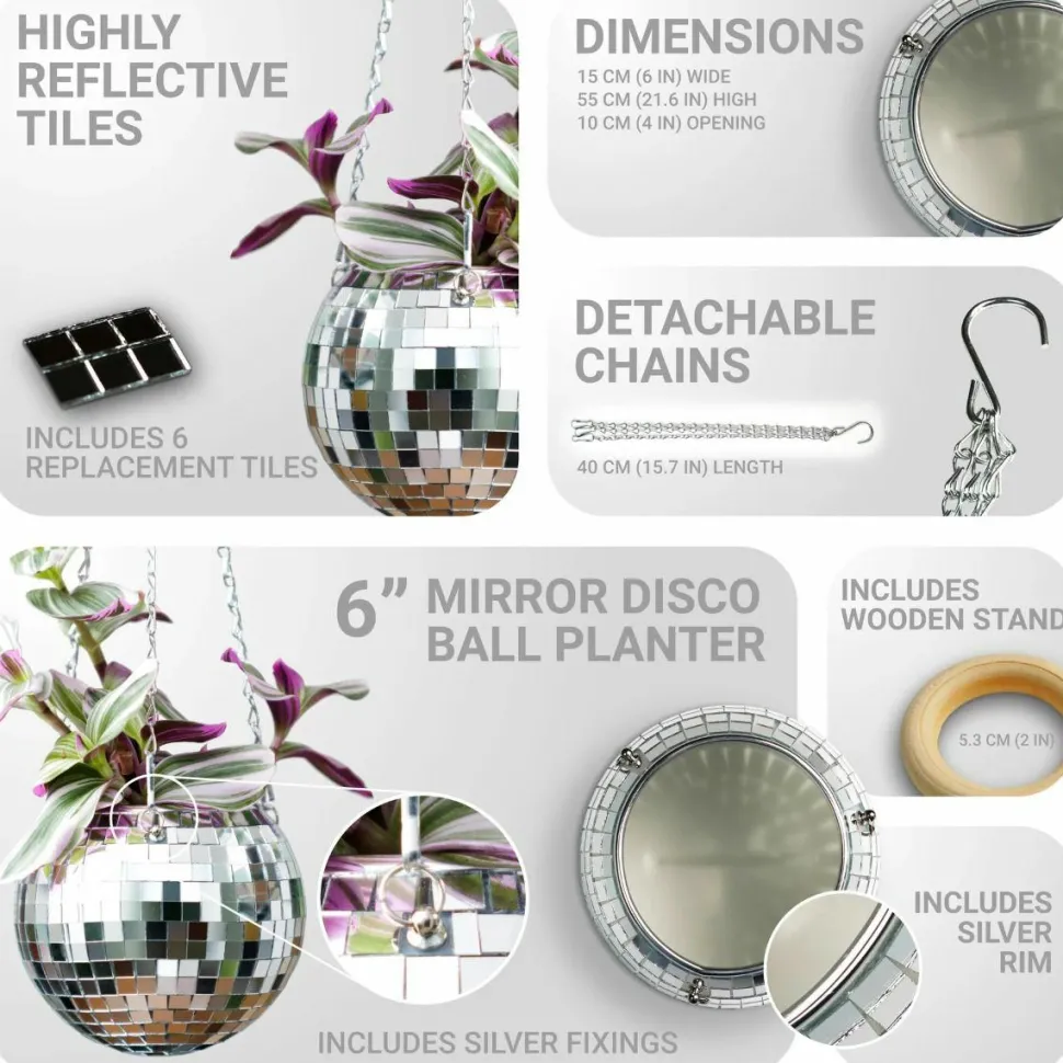 Bubblegum Stuff - Disco Ball 6" Hanging Planter