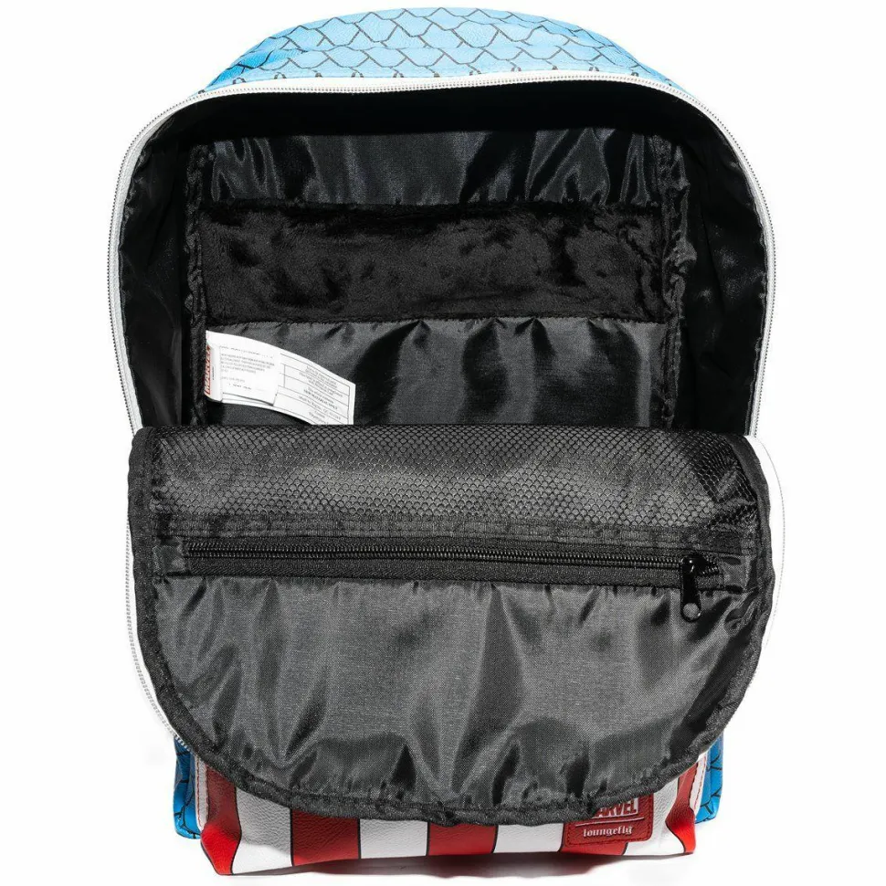 Captain America - Cosplay 18” Faux Leather Backpack with Pin Set