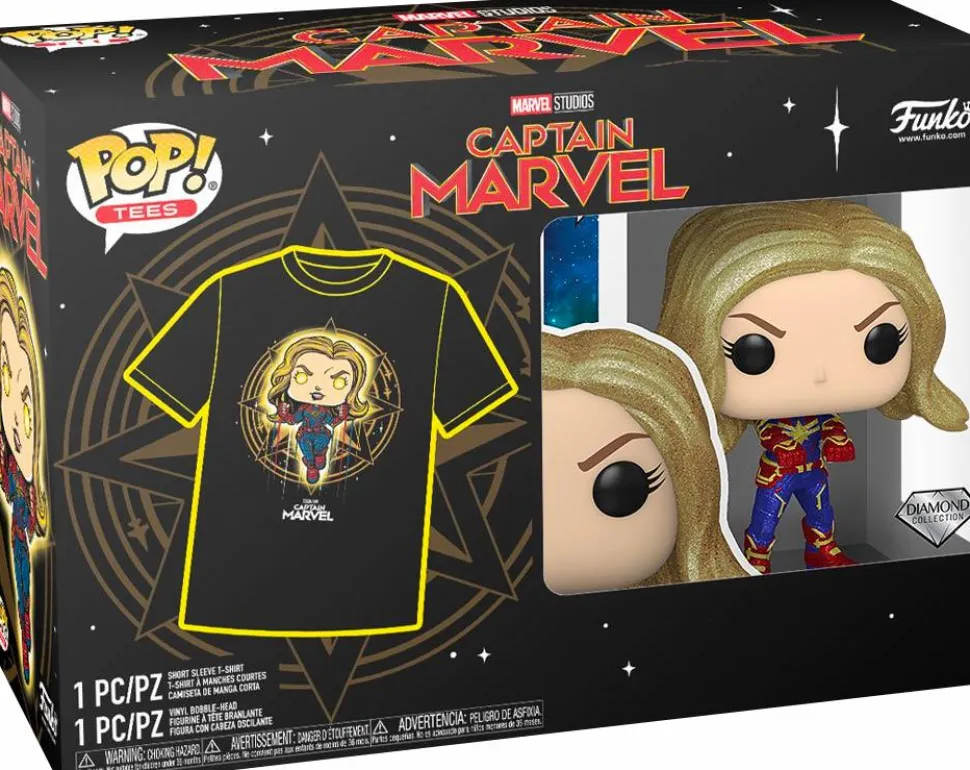 Captain Marvel (2019) - Captain Marvel Diamond Glitter Pop! Vinyl Figure & T-Shirt Box Set