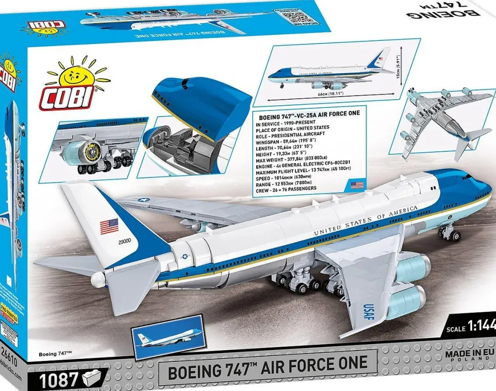 Cobi - Boeing 747 Air Force One 1/144th Scale Building Block Construction Set (1087 Pieces)