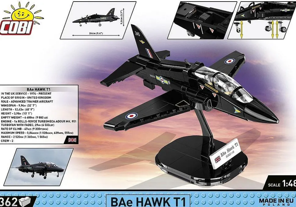 Cobi: Armed Forces - BAe Hawk T1 (RAF) Fighter Jet 1/48th Scale Building Block Construction Set (362 Pieces)