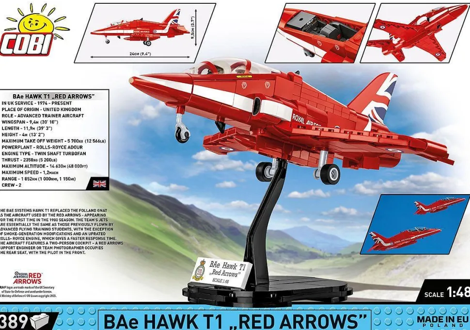Cobi: Armed Forces - BAe Hawk T1 "Red Arrows" Jet 1/48th Scale Building Block Construction Set (389 Pieces)
