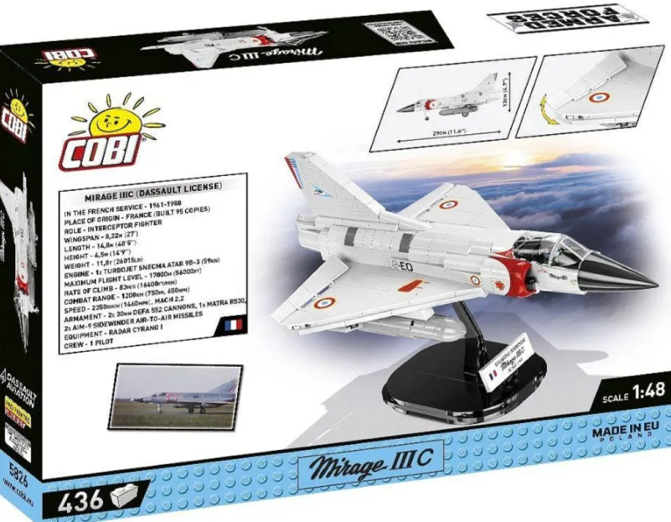 Cobi: Armed Forces - Mirage IIIC (Dassault License) Fighter Jet 1/48th Scale Building Block Construction Set (436 Pieces)
