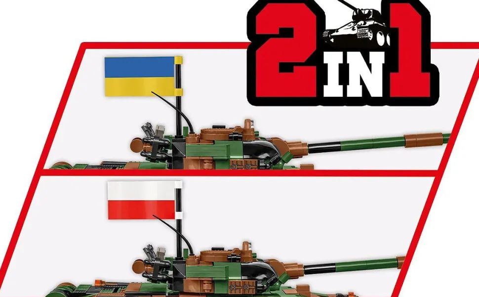 Cobi: Armed Forces - T-72 M1R (PL/UA) Tank 2-in-1 1/35th Scale Building Block Construction Set (724 Pieces)