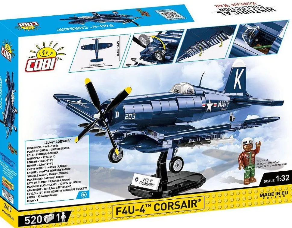 Cobi: Korean War - F4U-4 Corsair Fighter Bomber Historical Collection 1/32 Scale Building Block Construction Set (520 Pieces)