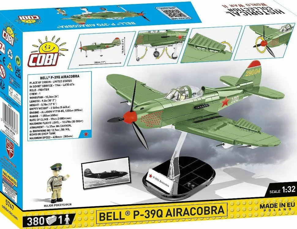 Cobi: World War II - Bell P-39Q Airacobra (Soviet) Fighter Plane Historical Collection 1/32 Scale Building Block Construction Set (380 Pieces)