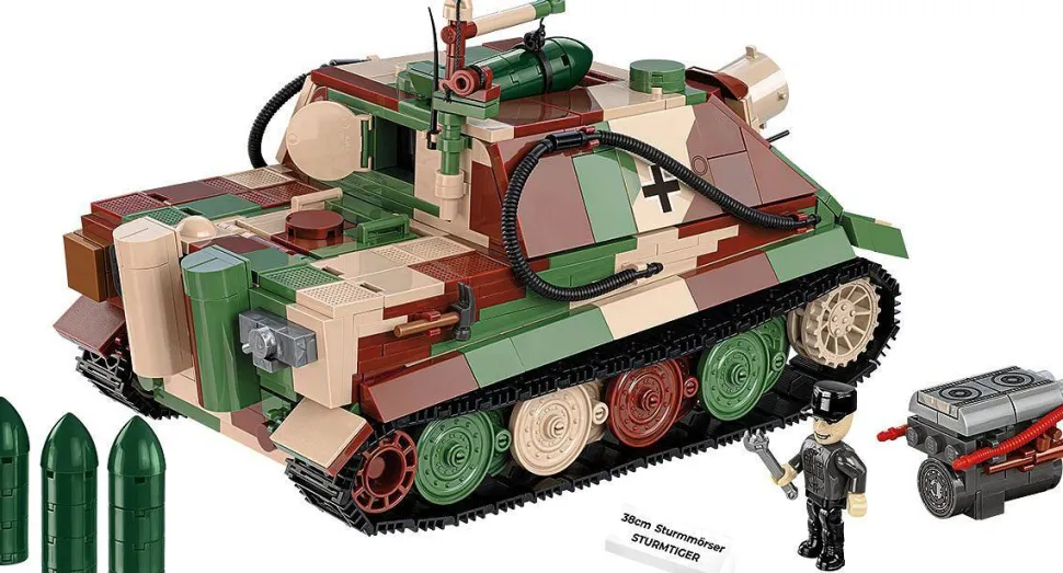 Cobi: World War II - 38cm Sturmmorser Sturmtiger Tank Historical Collection 1/28th Scale Building Block Construction Set (1100 Pieces)