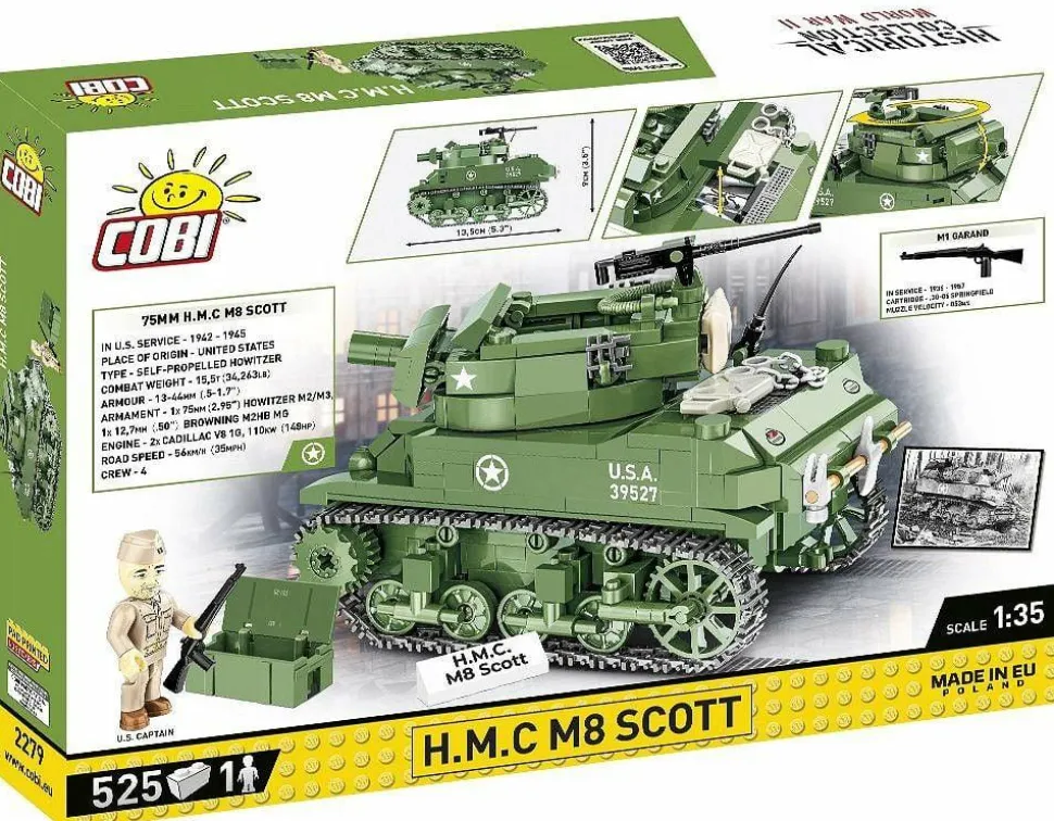 Cobi: World War II - Howitzer Motor Carriage H.M.C M8 Scott Tank Historical Collection 1/35th Scale Building Block Construction Set (525 Pieces)