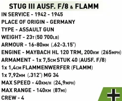 Cobi: World War II - Stug III Ausf. F/8 & Flammpanzer Tank 2-in-1 Historical Collection 1/35th Scale Building Block Construction Set (548 Pieces)