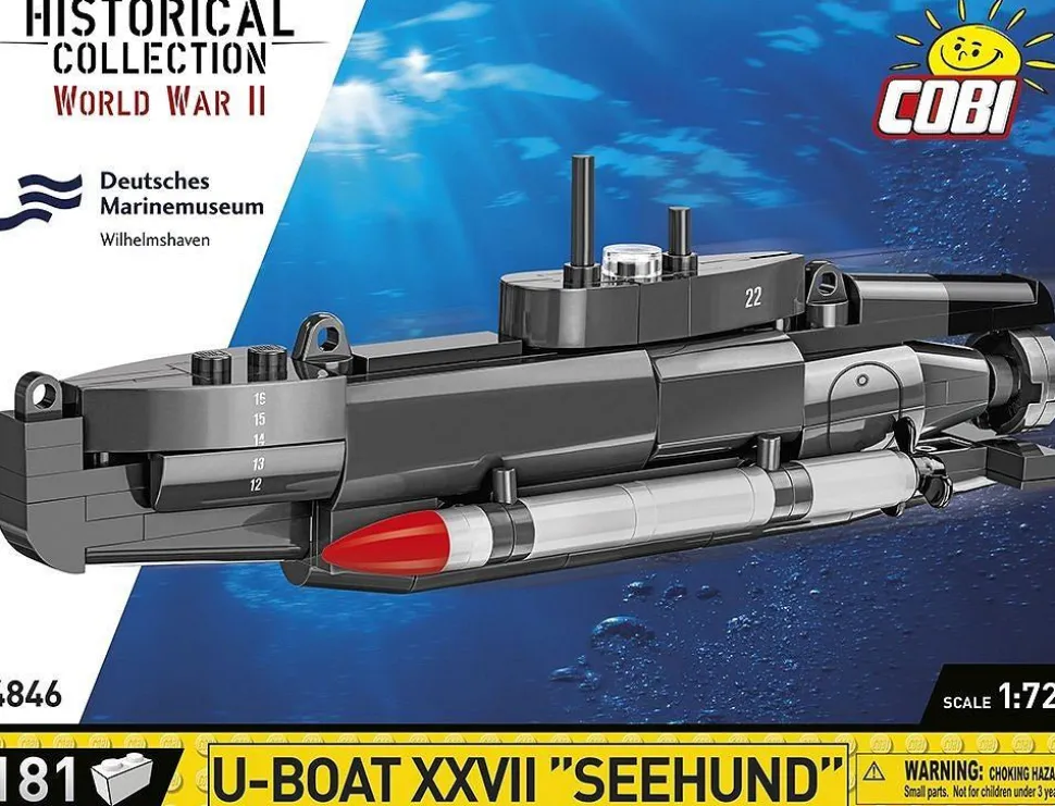 Cobi: World War II - U-Boat XXVII "Seehund" Submarine Historical Collection 1/72 Scale Building Block Construction Set (181 Pieces)