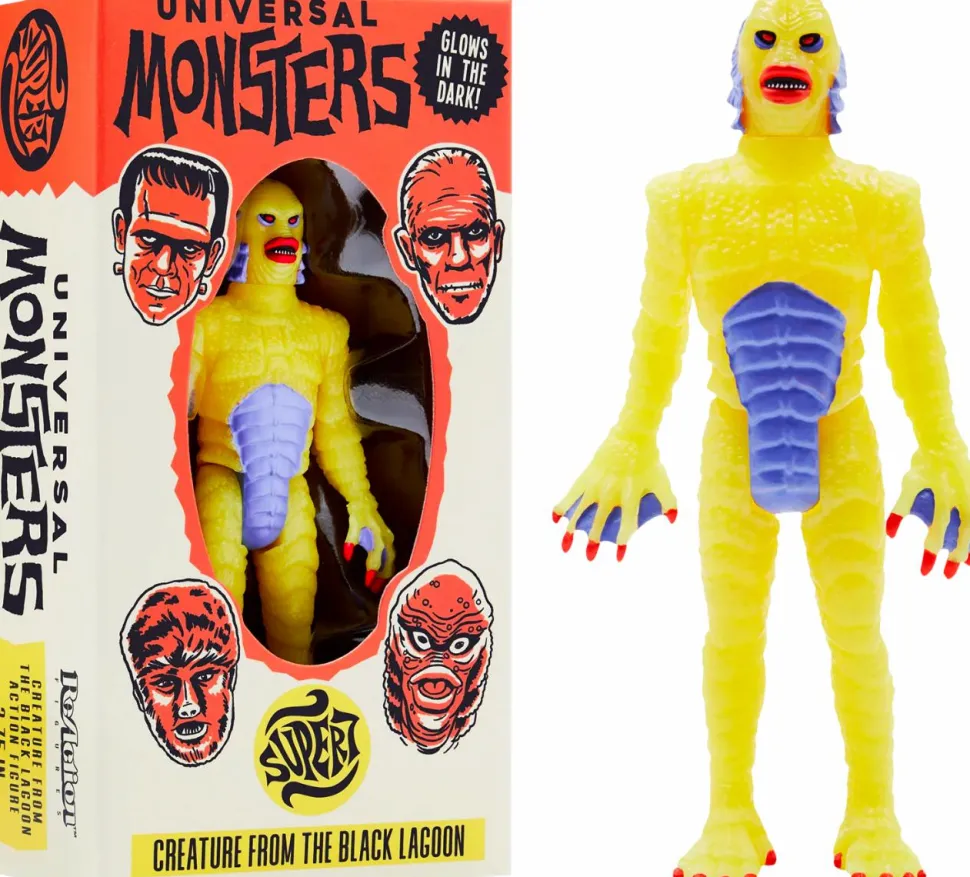Creature from the Black Lagoon (1954) - The Creature Costume Colours Glow-in-the-Dark ReAction 3.75” Action Figure in Box Packaging