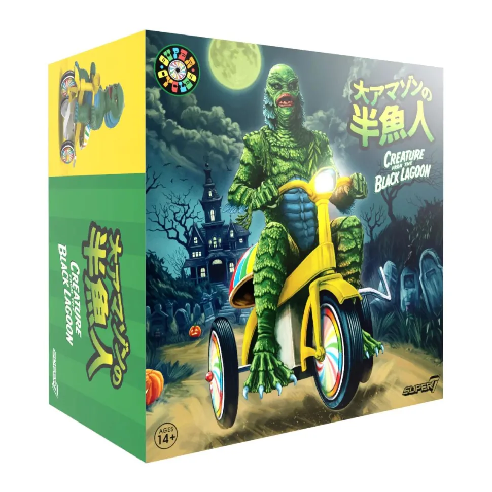 Creature from the Black Lagoon (1954) - The Creature (Dark Green with Yellow Trike) Super Cycles 5" Vinyl Figure