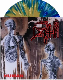 Death - Human LP Vinyl Record (White, Blue and Gold Merge with Splatter Coloured Vinyl)