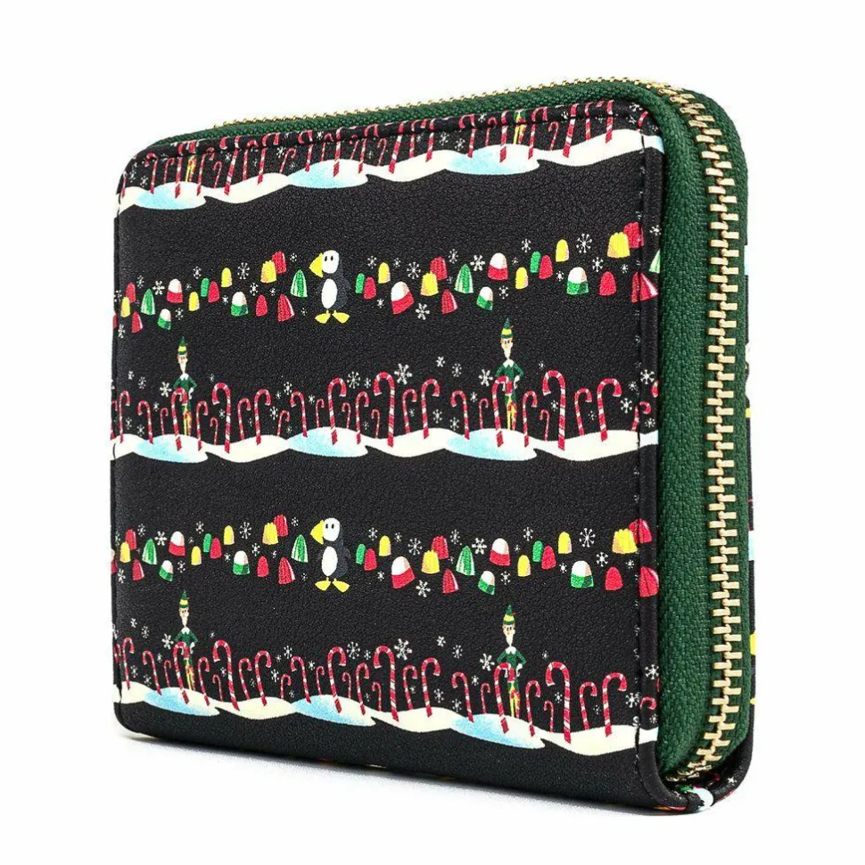 Elf - Candy Cane Print 5” Faux Leather Zip-Around Wallet