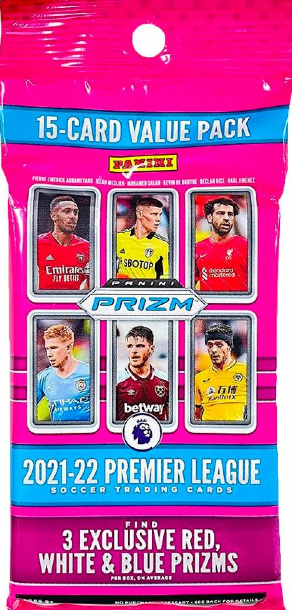 EPL Premier League Football (Soccer) - 2021/22 Panini Prizm Soccer Trading Cards Fat Pack (15 Cards)
