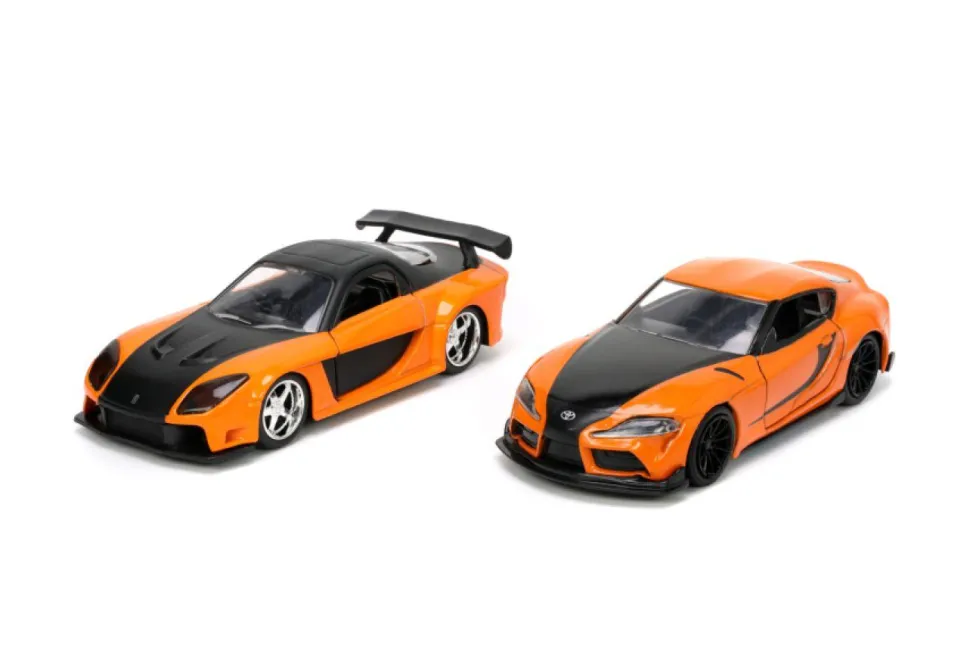 F9: The Fast Saga - Han’s Mazda RX-7 & 2020 Toyota GR Supra 1/32 Scale Die-Cast Vehicle Replica 2-Pack