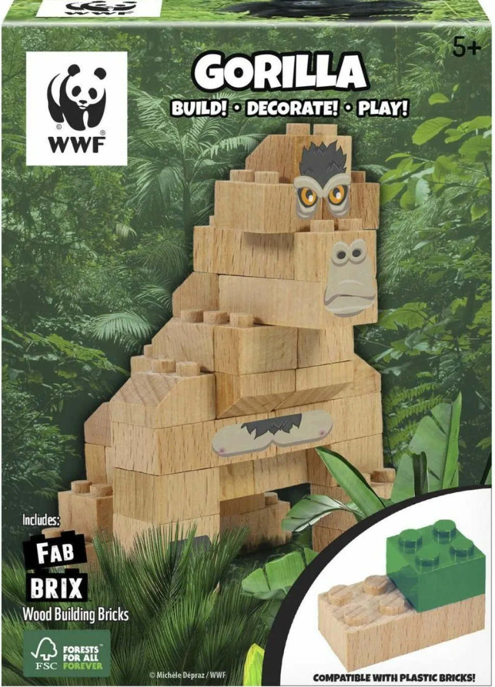FabBrix - WWF Gorilla Wooden Brick Set
