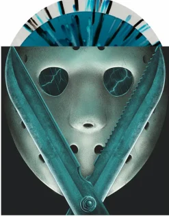 Friday the 13th Part V: A New Beginning - Original Motion Picture Soundtrack by Harry Manfredini 2xLP Vinyl Record (“Imposter Jason & Crystal Lake” Tri-Color Split w/ Splatter Coloured Vinyl)