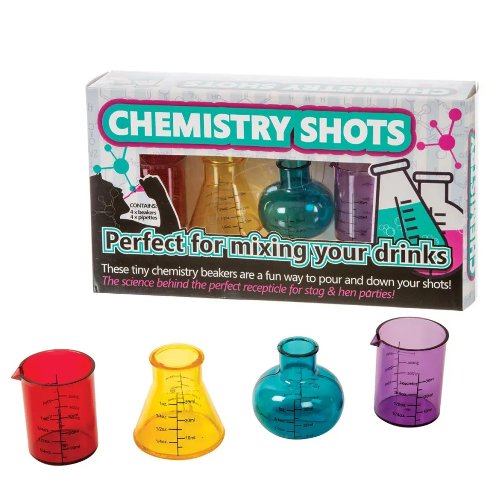 Funtime - Chemistry Beaker Plastic Shot Glass 4-Pack