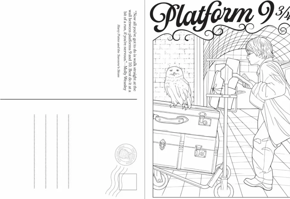 Harry Potter - Greetings From Hogwarts, Hogsmeade, and Beyond! An Official Postcard Colouring Book Paperback