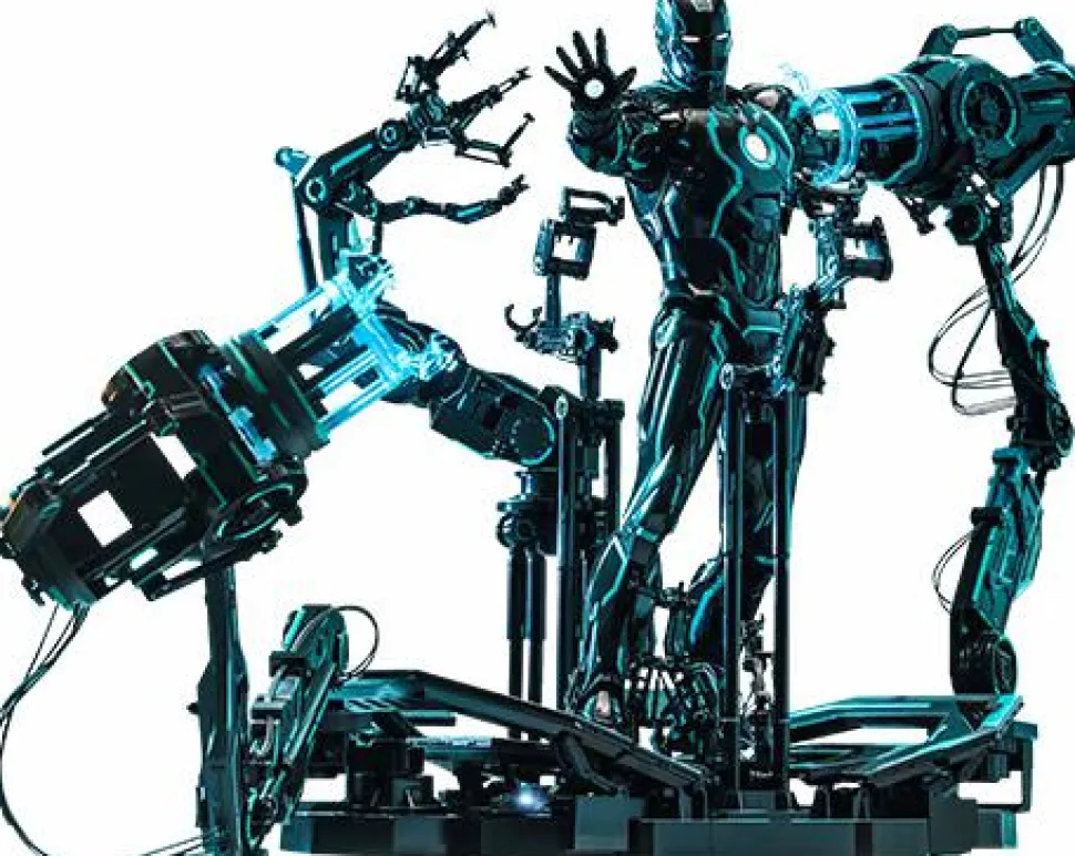 Iron Man 2 - Neon Tech Iron Man with Suit-Up Gantry 1/6th Scale Hot Toys Action Figure Set