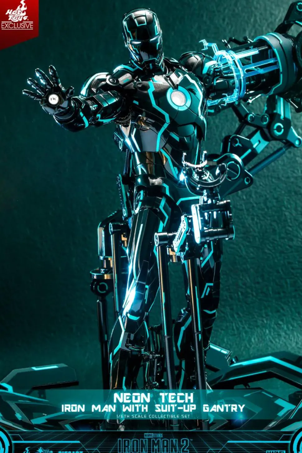 Iron Man 2 - Neon Tech Iron Man with Suit-Up Gantry 1/6th Scale Hot Toys Action Figure Set