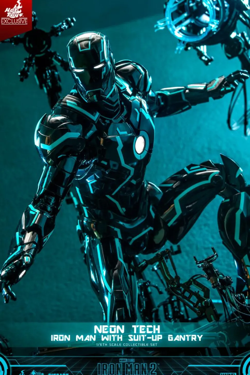 Iron Man 2 - Neon Tech Iron Man with Suit-Up Gantry 1/6th Scale Hot Toys Action Figure Set