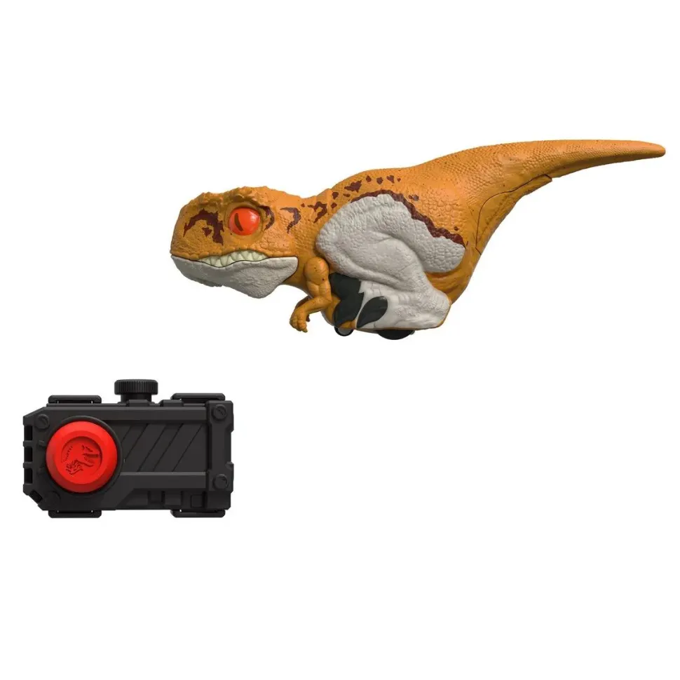 Jurassic World Dominion - Orange Atrociraptor Uncaged Click Tracker 6” Electronic Toy