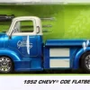 Just Trucks - Blue 1952 Chevrolet Coe Flatbed with Tyre Rack 1/24th Scale Die-Cast Vehicle Replica