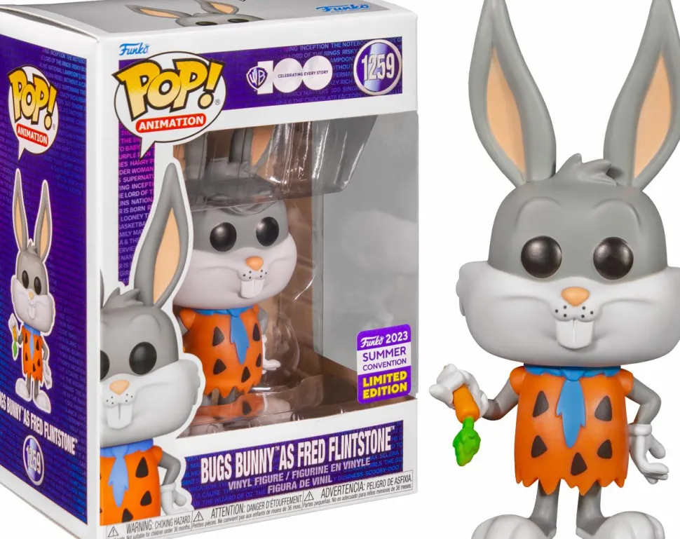 Looney Tunes - Bugs Bunny as Fred Flintstone Warner Bros 100th Anniversary Pop! Vinyl Figure (2023 Summer Convention Exclusive) (Popcultcha Exclusive)