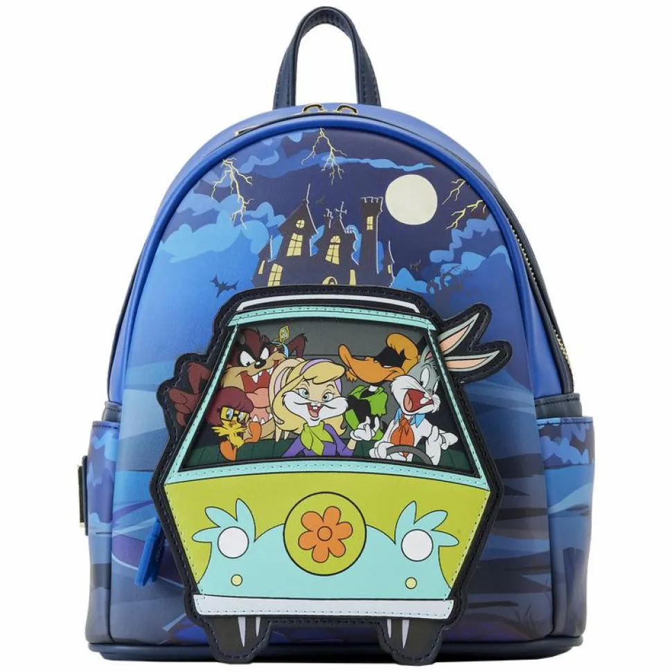 Looney Tunes x Scooby Doo - Warner Bros. 100th Anniversary Mashup Glow in the Dark 10" Faux Leather Mini Backpack