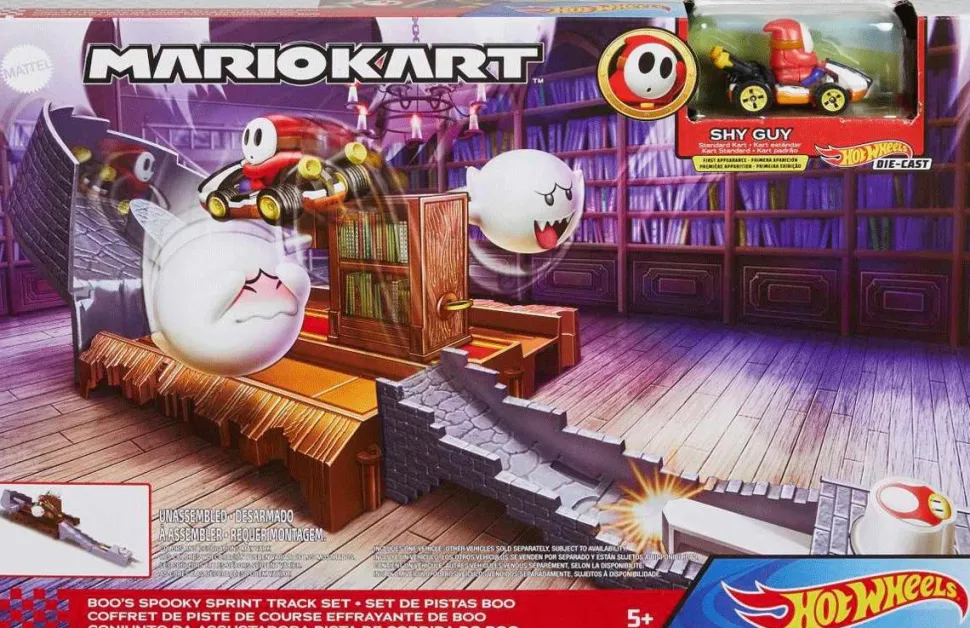 Mario Kart - Boo's Spooky Sprint Track Set Hot Wheels 1/64th Scale Die-Cast Vehicle Playset