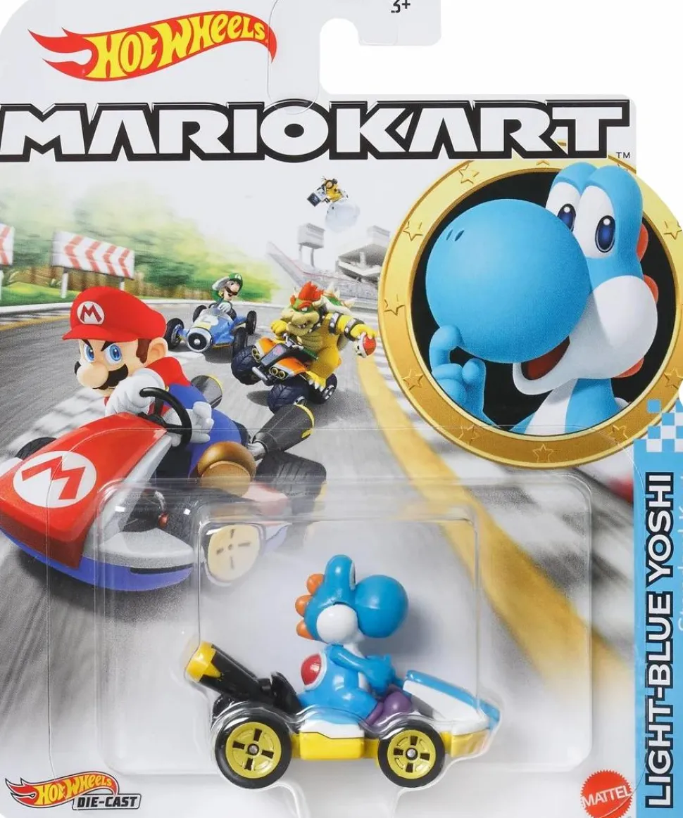 Mario Kart - Light-Blue Yoshi (Standard Kart) Hot Wheels 1/64th Scale Die-Cast Vehicle Replica