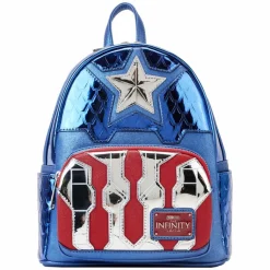 Marvel - Metallic Captain America Cosplay 10” Faux Leather Mini Backpack