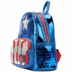 Marvel - Metallic Captain America Cosplay 10” Faux Leather Mini Backpack