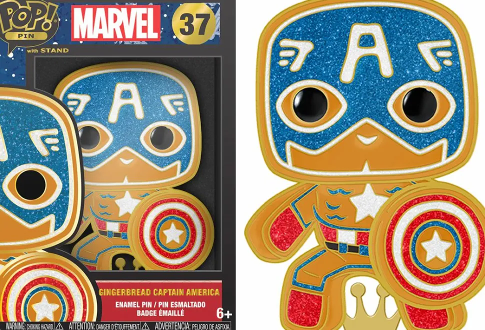 Marvel: Holiday - Captain America Gingerbread 4" Enamel Pop! Pin