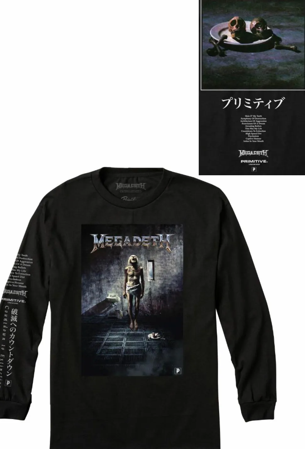 Megadeth - Megadeth x Primitive Skin Black Long Sleeve T-Shirt