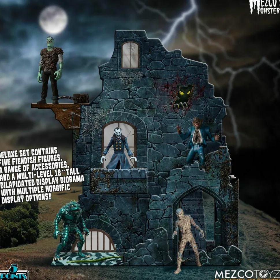 Mezco’s Monsters - Tower of Fear Deluxe 5-Points 3.75” Action Figure 5-Pack