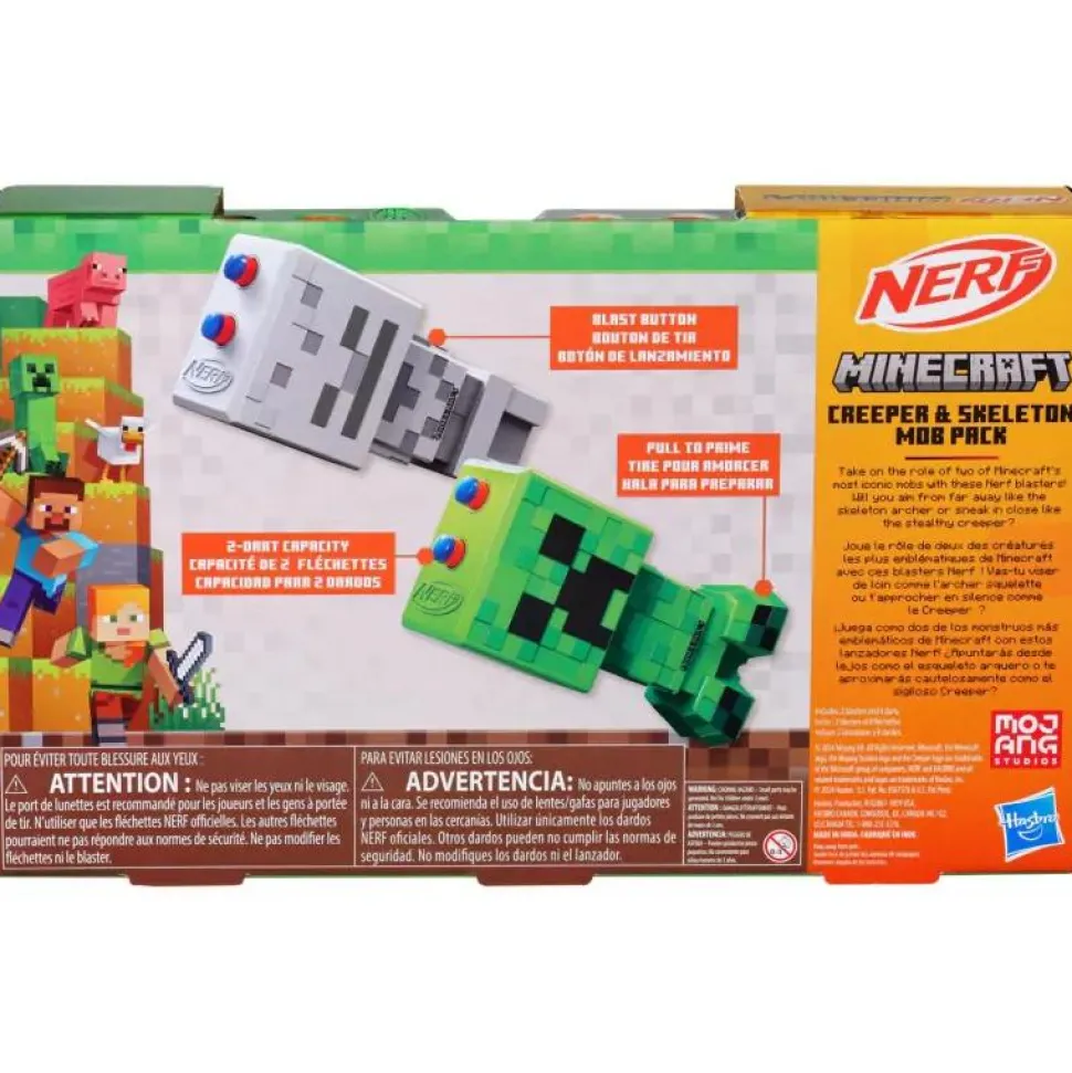 Minecraft - Creeper & Skeleton Mob Pack Nerf Dart Blaster 2-Pack