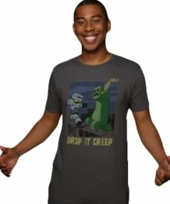 Minecraft - Drop It Creep Grey Male T-Shirt