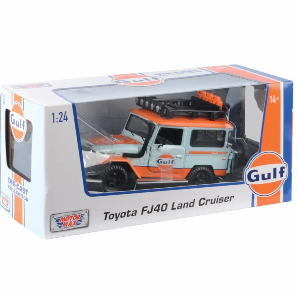 Motormax - Gulf Livery Toyota Land Cruiser FJ40 Gulf Collection 1/24th Die-Cast Vehicle Replica