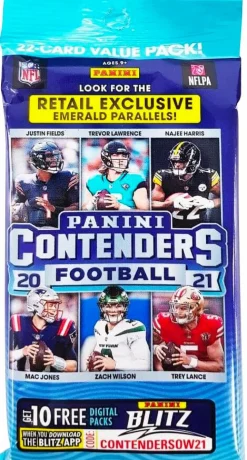 NFL Football - 2020/21 Panini Contenders Football Trading Cards Hobby Fat Pack (22 Cards)